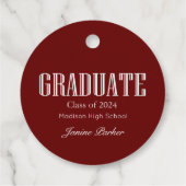 Étiquettes Cadeau Simple moderne Red Photo Graduation (Dos)