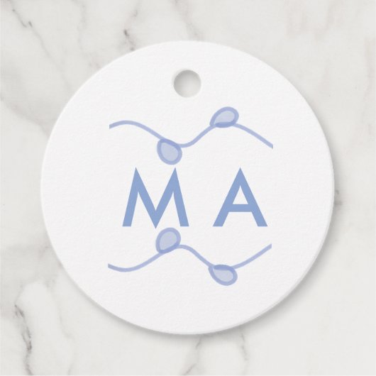 Étiquettes Cadeau Simple monogram add your name letter blue leaf (Devant)