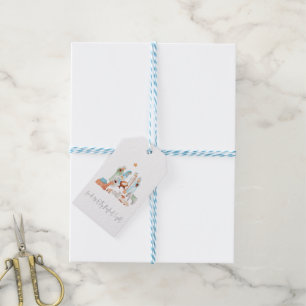Étiquettes-cadeau Simple Nativité Scène Trois Rois Nom Lyrique