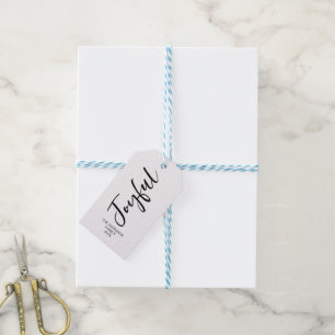 Étiquettes-cadeau Simple Noir & Blanc Joyeux Calligraphie de Noël