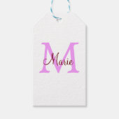 Étiquettes-cadeau simple nom minimal ajouter monogramme rose rouge (Devant)