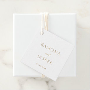 Étiquettes Cadeau Simple Or Moderne Mariage Doré