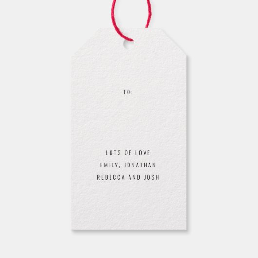 Étiquettes-cadeau Simple or rouge Arbre Script Joyeux Noël (Dos)