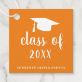 Étiquettes Cadeau Simple Orange Mortier Commission Moderne Graduatio (Devant)