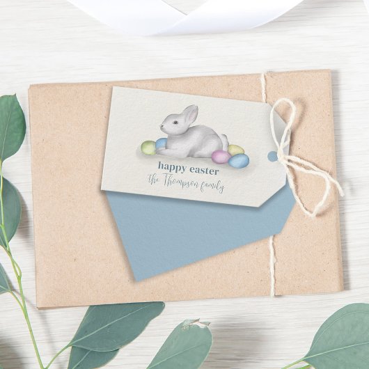 Étiquettes-cadeau Simple Pastel Happy Bunny Pâques Cute Classic