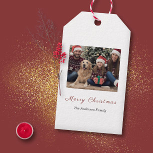Étiquettes-cadeau Simple Photo de famille Joyeux Noël