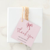 Étiquettes Cadeau Simple Pink Bow Script Thank You Business  (En situation)