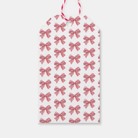 Étiquettes-cadeau Simple Red Candy Stripe Bow Noël (Dos)