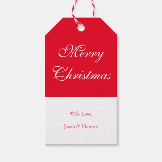 Étiquettes-cadeau Simple Red Script Holiday Joyeux Noël (Devant)