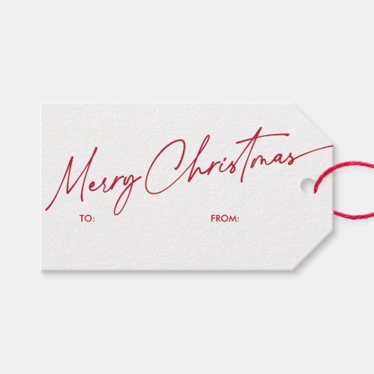 Étiquettes-cadeau Simple Rouge moderne Calligraphie Script Noël (Devant (Horizontal))