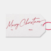 Étiquettes-cadeau Simple Rouge moderne Calligraphie Script Noël (Devant (Horizontal))
