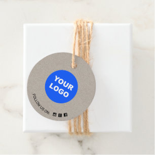 Étiquettes Cadeau Simple Round Kraft Ajoutez Votre Logo Social Media