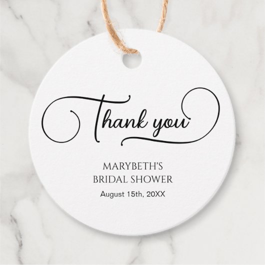 Étiquettes Cadeau Simple Script Élégant Remerciement Mariage (Devant)