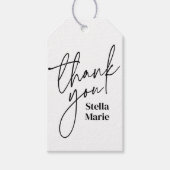 Étiquettes-cadeau Simple script moderne noir blanc merci (Devant)