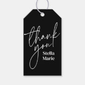 Étiquettes-cadeau Simple script moderne noir blanc merci (Devant)
