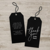 Étiquettes-cadeau Simple script moderne noir blanc merci