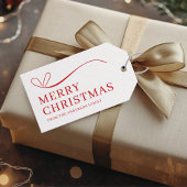 Étiquettes-cadeau Simple white red modern Merry Christmas