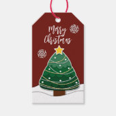 Étiquettes-cadeau Simples Flammes de neige d'hiver Noël Rouge (Devant)