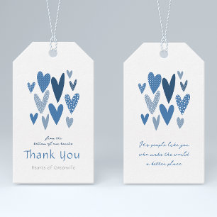 Étiquettes-cadeau Sincere Coeurs de Merci Cobalt Marine