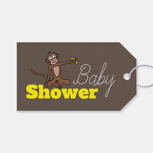 Étiquettes-cadeau Singe, Baby shower (Devant (Horizontal))