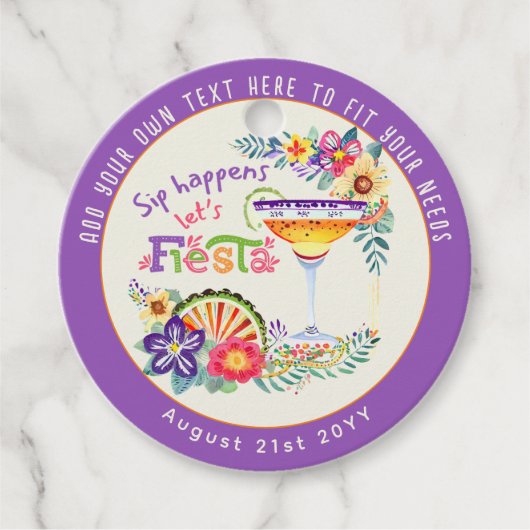 Étiquettes Cadeau Sip Happens ! FIESTA Custom (Devant)