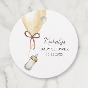 Étiquettes Cadeau Sip & See Simple Boho Balloon Baby shower bouteill