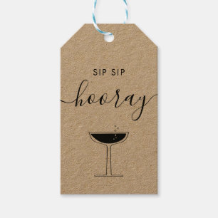 Étiquettes-cadeau Sip Sip Hooray Mariage Bubbly Champagne Glass