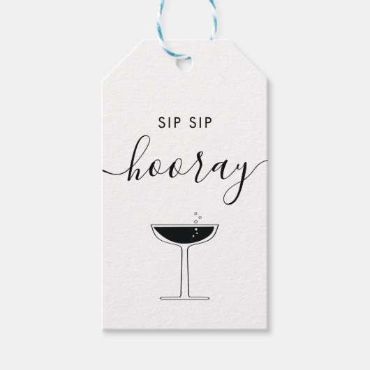 Étiquettes-cadeau Sip Sip Hooray Mariage Bubbly Champagne Glass (Devant)
