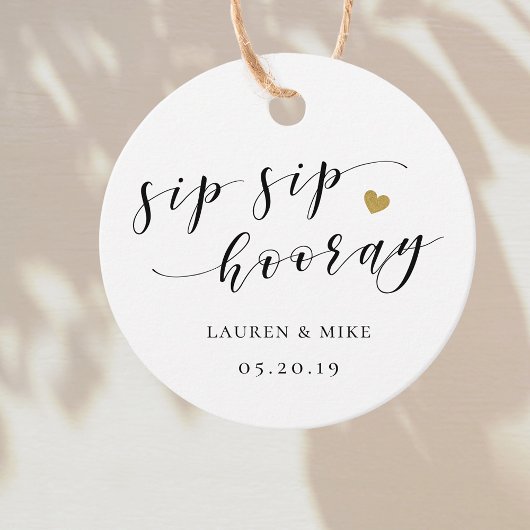 Étiquettes Cadeau Sip Sip Hooray Mariage Merci