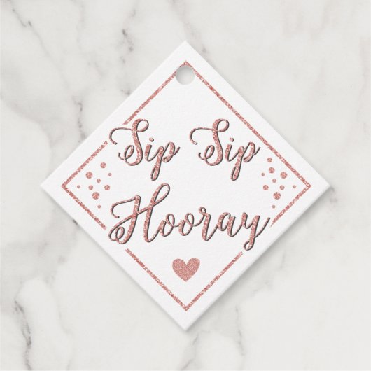 Étiquettes Cadeau Sip Sip Hooray Rose Gold Champagne Botparty (Devant)