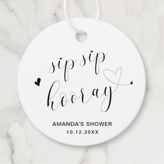Étiquettes Cadeau Sip Sip Hooray Simple Fête de Mariage (Devant)