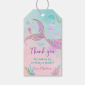 Étiquettes-cadeau Sirène sous la mer rose violet Anniversaire (Devant)