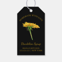 Sirop de Dandelion maison simple Hang Tag l Noir