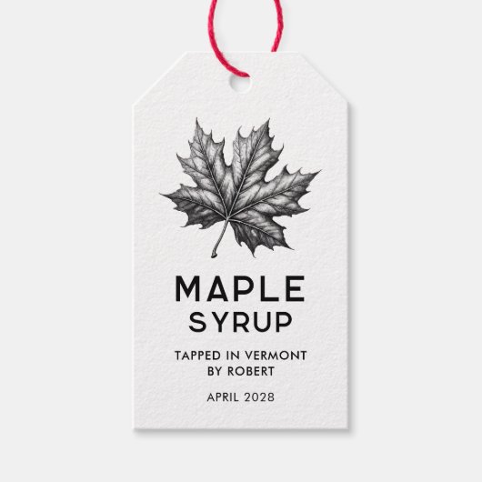 Étiquettes-cadeau Sirop d'érable fait maison avec des feuilles (Devant)