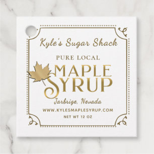 Étiquettes Cadeau Sirop d'érable Maple Leaf Gold Maple Balise bordur