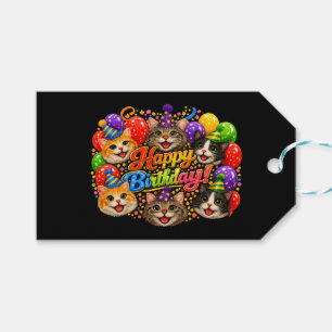 Étiquettes-cadeau Six chats vous souhaitent un joyeux anniversaire a