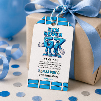 Étiquettes-cadeau Six Seven Meme 7th Birthday | Funny Trendy