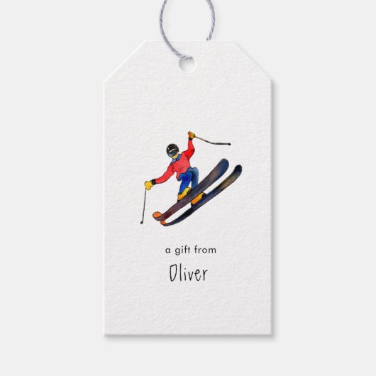 Étiquettes-cadeau Ski de sports d'hiver (Devant)