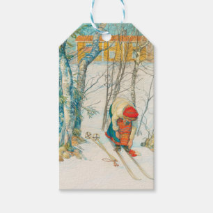 Étiquettes-cadeau Ski d'hiver par Carl Larsson