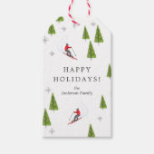 Étiquettes-cadeau Ski Downhill Joyeuses vacances (Devant)