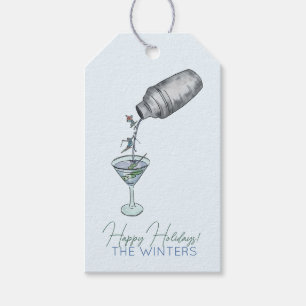Étiquettes-cadeau ski et martinis dessin amusant