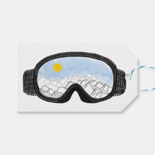 Étiquettes-cadeau Ski Goggles Mountain View Illustration