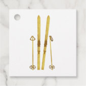 Étiquettes Cadeau Skis Et Poles D'Or | Retro Ski Holiday (Devant)