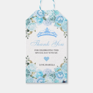 Étiquettes-cadeau Sky Blue Floral Merci Tags cadeaux