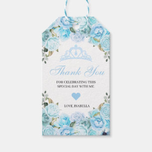 Étiquettes-cadeau Sky Blue Floral Merci Tags cadeaux
