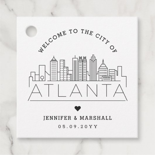 Étiquettes Cadeau Skyline Atlanta | Accueil Mariage (Devant)