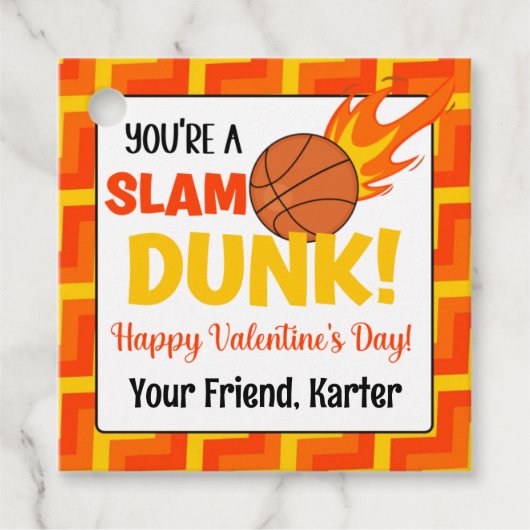 Étiquettes Cadeau Slam Dunk Basketball Valentine's Day (Devant)