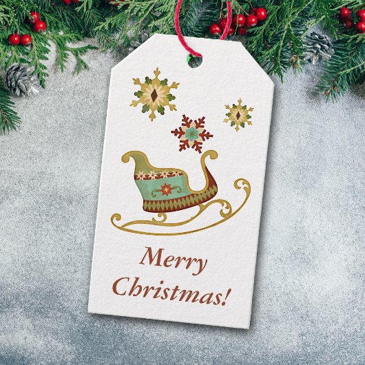 Étiquettes-cadeau Sleigh Snowflop Holiday