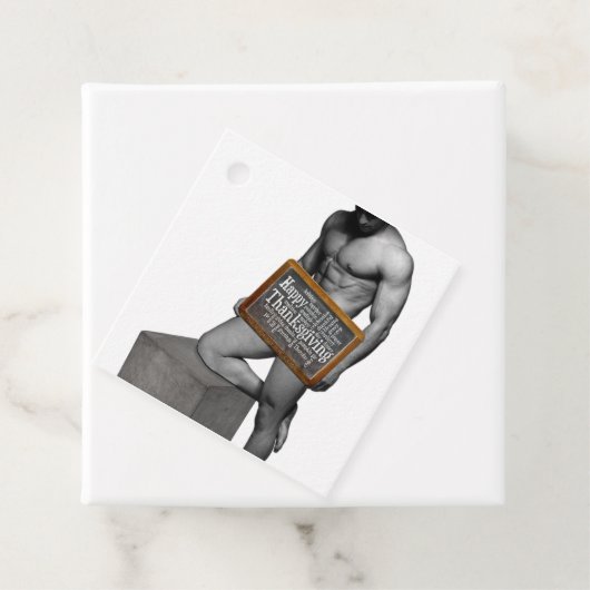 Étiquettes Cadeau SlipperyJoe's Thanksgiving man hot six pack abs un (En situation)