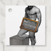 Étiquettes Cadeau SlipperyJoe's Thanksgiving man hot six pack abs un (Devant)